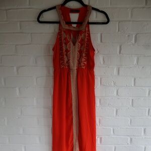BRIGHT BURNT ORANGE MAXI DRESS